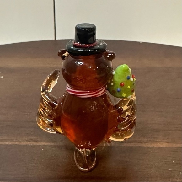 Pier 1 Hand Blown Glass Vitg Owl Christmas Figurine,Hat Scarf Christmas Tree 2” - Picture 3 of 4